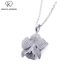 Blooming flower 925 sterling silver micro pave hiphop jewelry