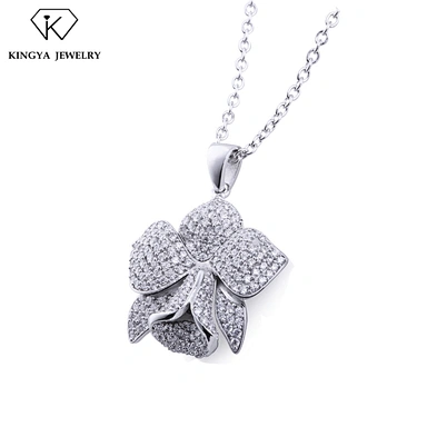 Blooming flower 925 sterling silver micro pave hiphop jewelry