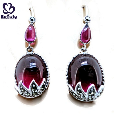 925 silver red druzy ladies earrings designs pictures