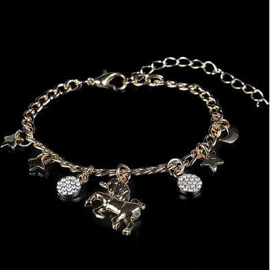 For Big Wrist Bohemia Charm Child Thread Image Bangles And Bracelet Horse Jewelry Hangtag