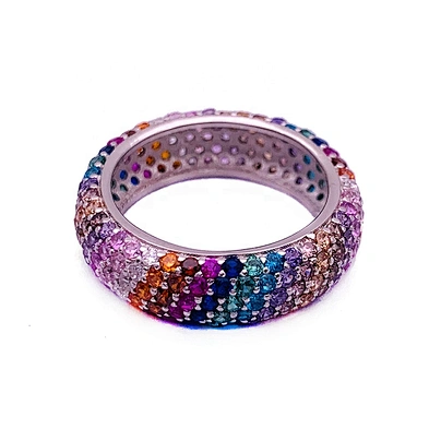 Ingenious Female Lovely Full Filled 14 Colors Stone Silver Wedding Ring