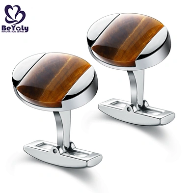 Wholesale cheap stainless steel wooden shell oval cufflinks