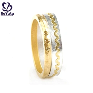 Refined stacking real gold jewelry cheap wedding ring sets