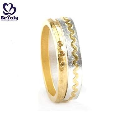 Refined stacking real gold jewelry cheap wedding ring sets