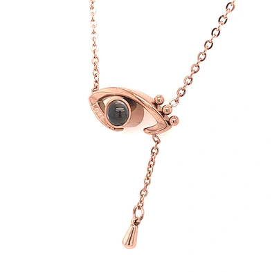 Rose Gold Evil Eye Pendant Projection I Love You Necklace 100 Languages