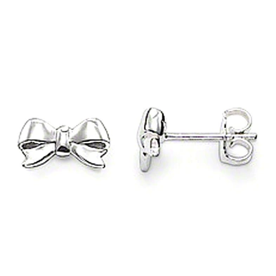 Shiny polish bow shape wholesale silver earings women