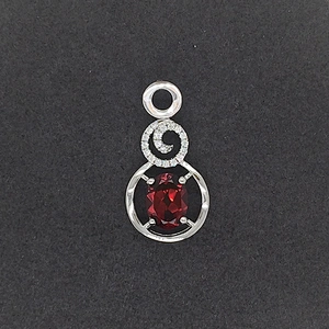 Red Stone Bubble Gum Bead Necklace, 925 Silver Red Stone Pendant, Swirled Charm Red Gem Bubble Pendant