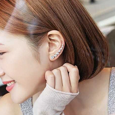 925 sterling silver row drill set with diamond stud,  fashionable silver accessories female earrings