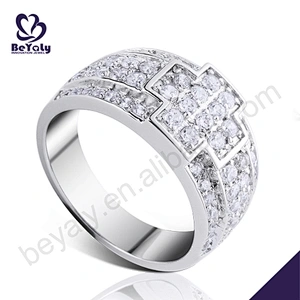 New model cz cross silver cheap bishop rings