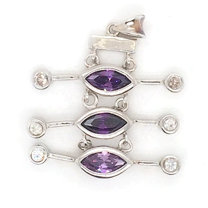 Elegant High Quality Silver Bezel Purple Gemstone Insect Natural Design Pendant