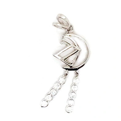 Shiny Cz Tube Silver Moon Engraved Pendant With Z Alphabet Designs