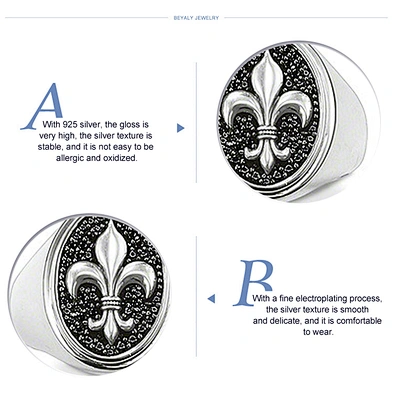 Fantastic fleur de lis engraved silver princess crown rings