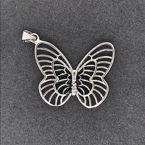 925 Sterling Silver Cz Charm Pendant, White Gold Butterfly Crystal Beads Necklace Pendant, Diamond Butterfly Necklace