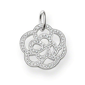 Rose gold plated flower design silver jewelry necklace