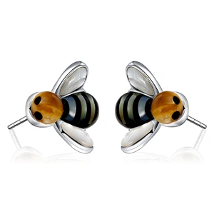 High Quality Tortoise Shell Earring, Fashion Little Bee Stud Earring