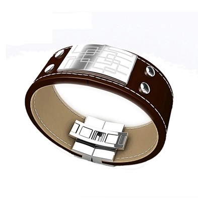 Black tone alphabet design mens leather cuff bracelets