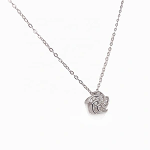 Anniversary Gift Cubic Zirconia Swirl Flower Shape Pendant Necklace Love