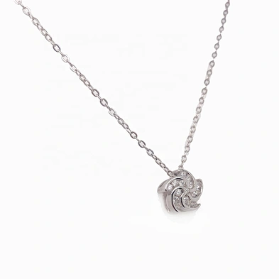 Anniversary Gift Cubic Zirconia Swirl Flower Shape Pendant Necklace Love