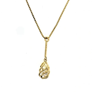 Delicate Gold Hollow Design Tracery Cz Cage Pendant Necklace For Women