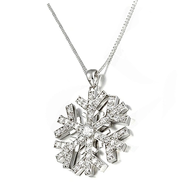 Delicate engraved snow shape jeweled cross necklace