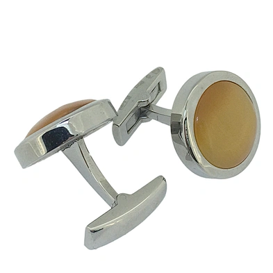 Round Yellow Shell Button Cover Cufflinks, Mens Shirt Cufflinks