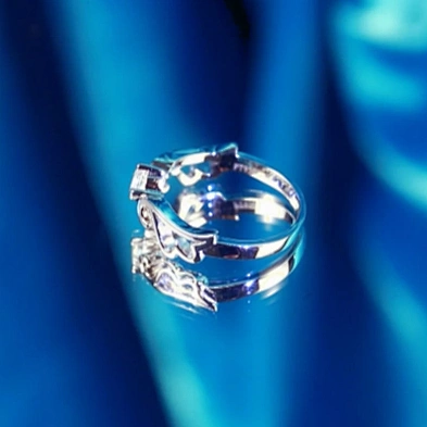 925 silver synthetic diamond angel wings engagement ring
