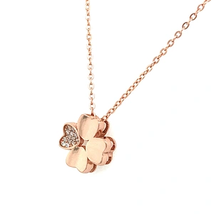 925 Sterling Silver Four Leaf Clover Chain Necklace Gold Plated