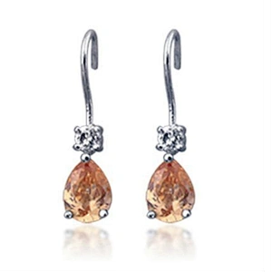 Yellow topaz silver fashion cubic zirconia earrings