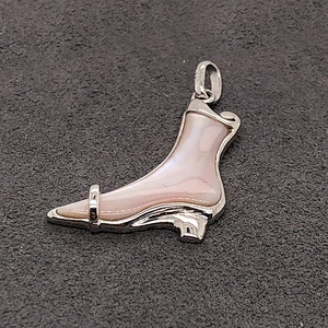 Lady'S Favor Party Collocation Mild Pink Shell High Heel Boots Silver Charm Pendant