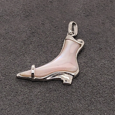 Lady'S Favor Party Collocation Mild Pink Shell High Heel Boots Silver Charm Pendant