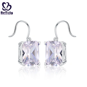 Brilliant women's big zircon industrial silver earring jewelry