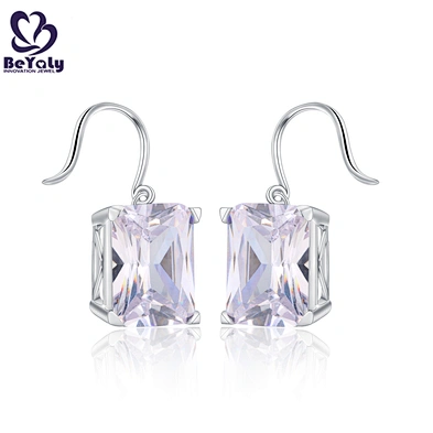 Brilliant women's big zircon industrial silver earring jewelry