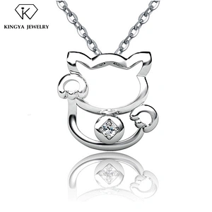 Import s925 italy silver jewelry cat pendant necklace