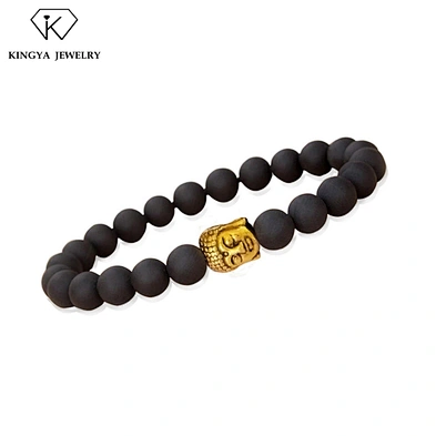 Wholesale custom men jewellery stretch bead bracelet stone
