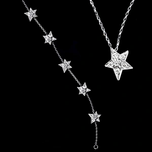 Beauty silver shiny star accessories necklace earring bracelet