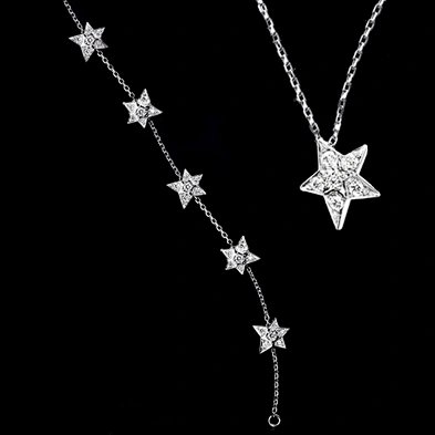 Beauty silver shiny star accessories necklace earring bracelet