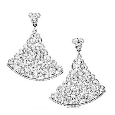 Vogue style silver triangle stone front back earrings
