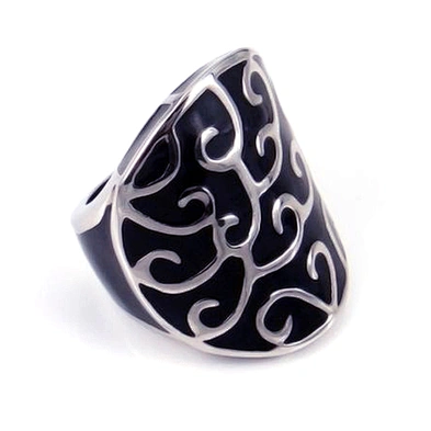 Popular trendy stainless steel black painting cheap man ring
