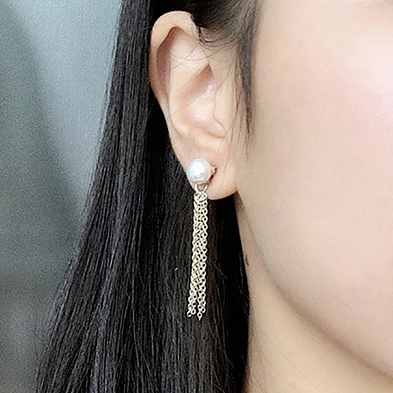 Premium French pearl multi-tassel earrings, two ways to wear silver needle earrings