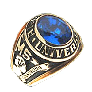 High school wholesale gold plated blue opal stone custom ring
