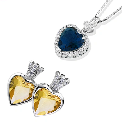Beauty silver fashion heart stone bridal jewelry sets