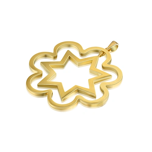 Hollow Design Mens 925 Silver Star And Sun Pendant Gold Plated