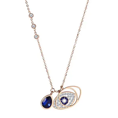 Small Third Eye Necklace, Cz Mini Tiny Teardrop Blue Evil Eye 925 Necklace