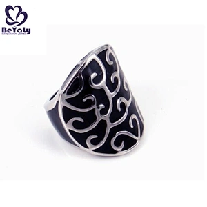 Popular trendy stainless steel black painting cheap man ring