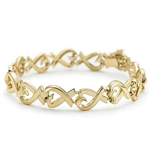 925 silver love knot design gold filled bracelet