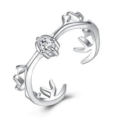 High Quality Zircon Inlay Cute Horn Black Deer Antler Couple Ring Set