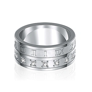 Mirror polished cz stainless steel band boys finger rings