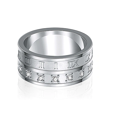Mirror polished cz stainless steel band boys finger rings