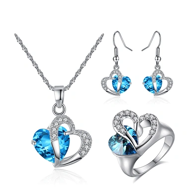 Fantasy women's wedding heart stone jewellery multi colored crystal necklace