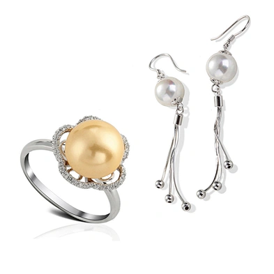 Fashion silver black pearl fashion costume jewellery set